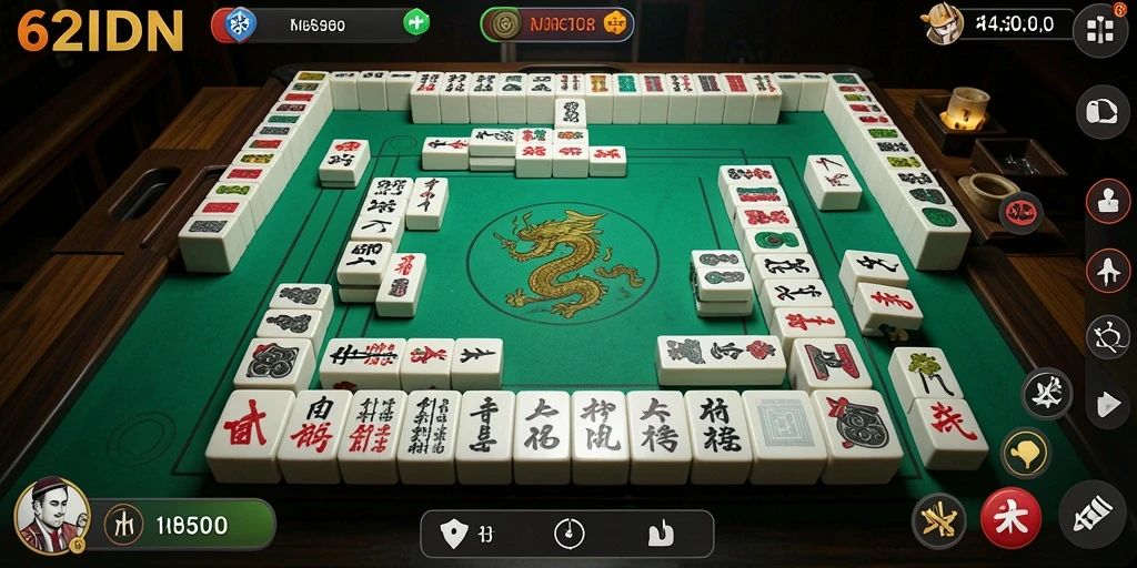 Tampilan gameplay Mahjong yang menarik dan interaktif.