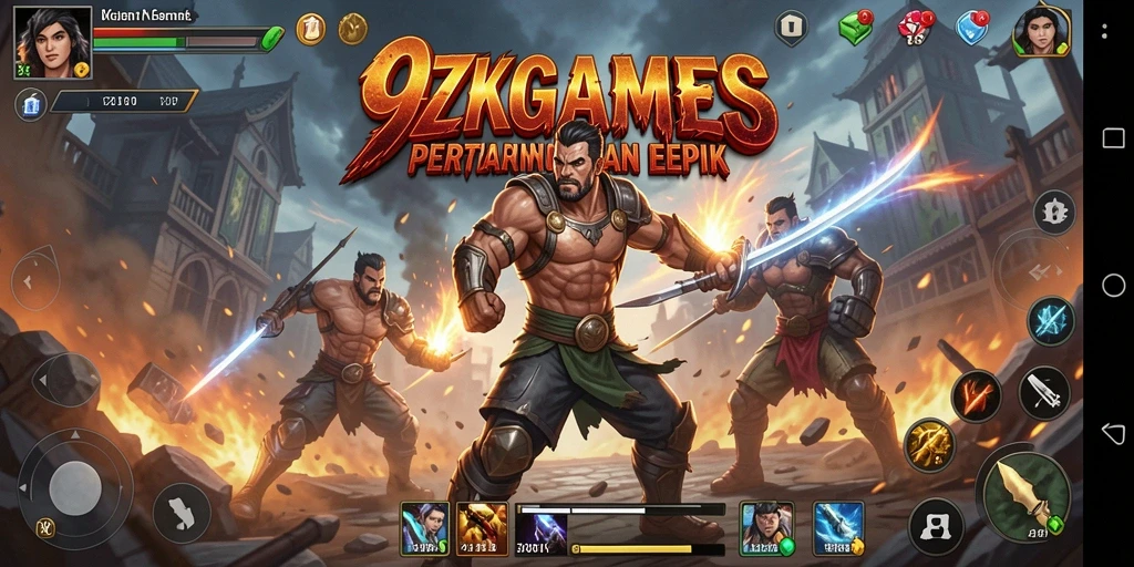Tampilan layar pertarungan intens dalam 9ZKGAMES.