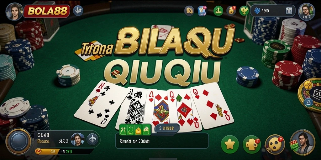Tampilan seru gameplay QiuQiu di BOLA88.