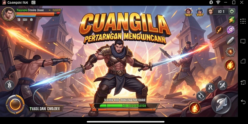 Tangkapan layar CUANGILA menunjukkan pertarungan dinamis dan karakter yang kuat.