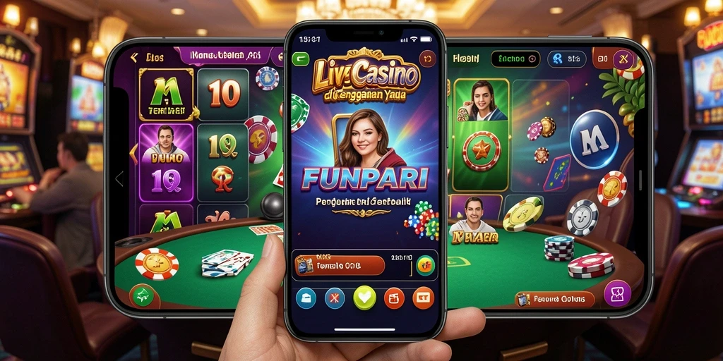 Screenshot tampilan gameplay mendebarkan Live Casino FUNPARI.