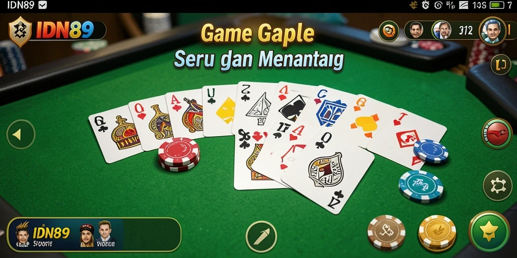 Tampilan gameplay seru dari IDN89 yang membuat Gaple semakin menarik.