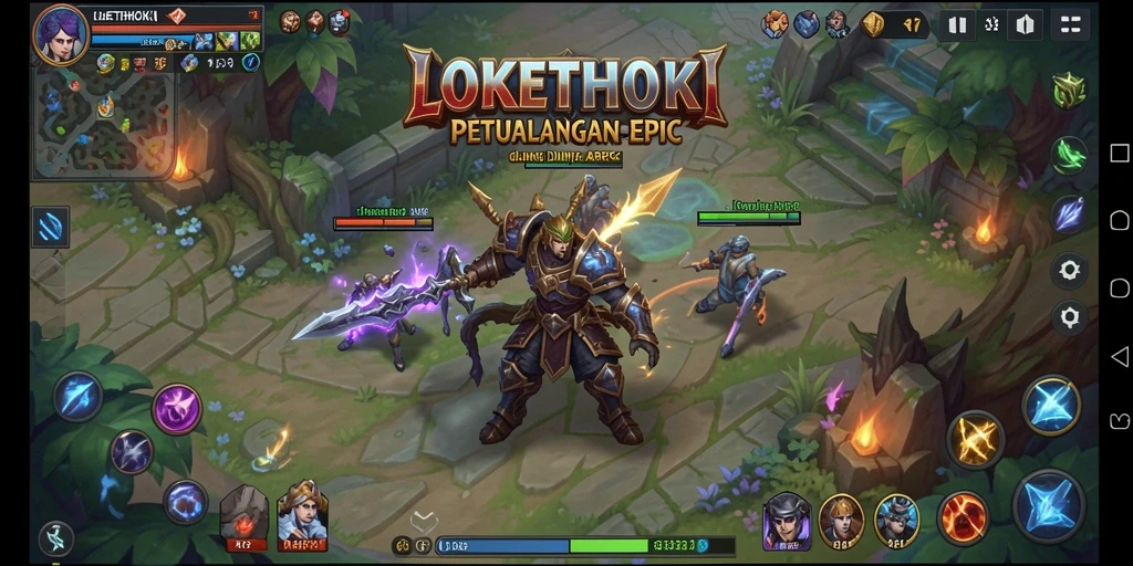 Screenshot gameplay LOKETHOKI memperlihatkan pertarungan epik di dunia ARPG.